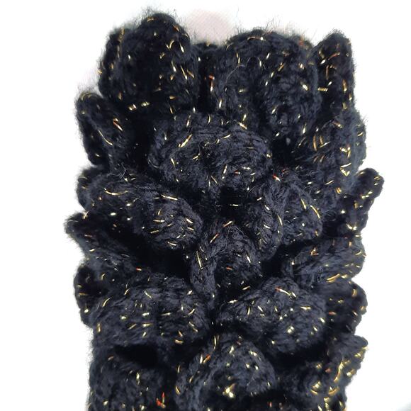 Dragon Scale Black Fingerless Gloves Handmade Texting Mermaid Crochet Crocodile - Picture 5 of 12
